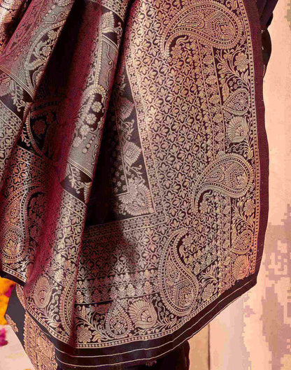 Coffee Brown Silk Woven Saree