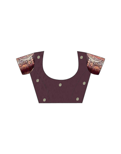 Coffee Brown Silk Woven Saree