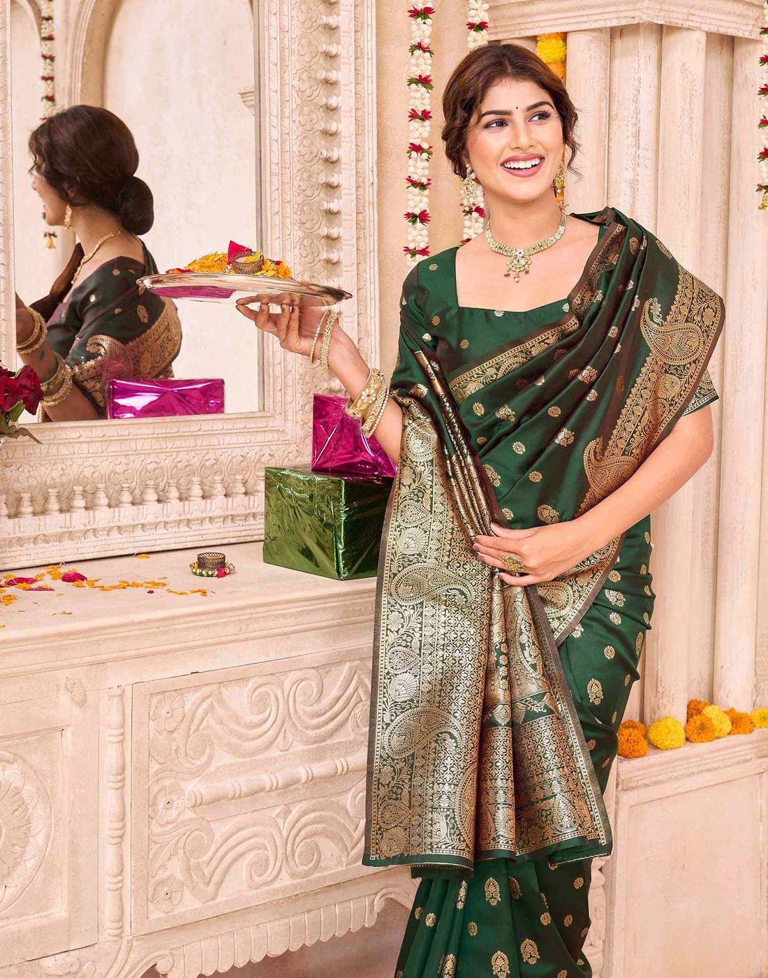 Green Silk Woven Saree
