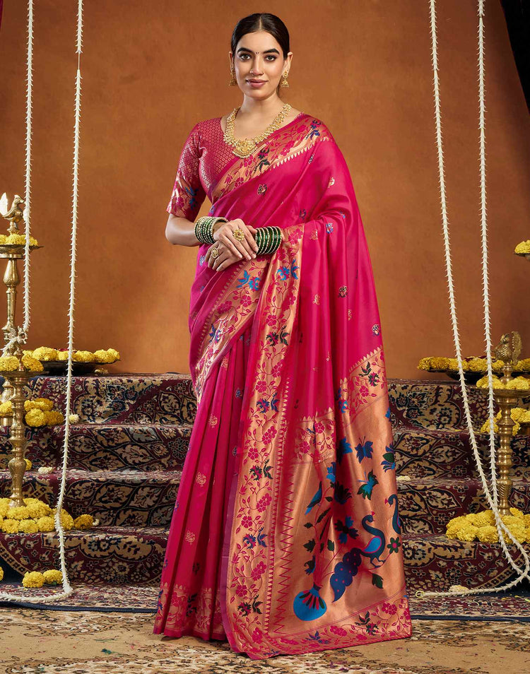 Pink Silk Woven Paithani Saree