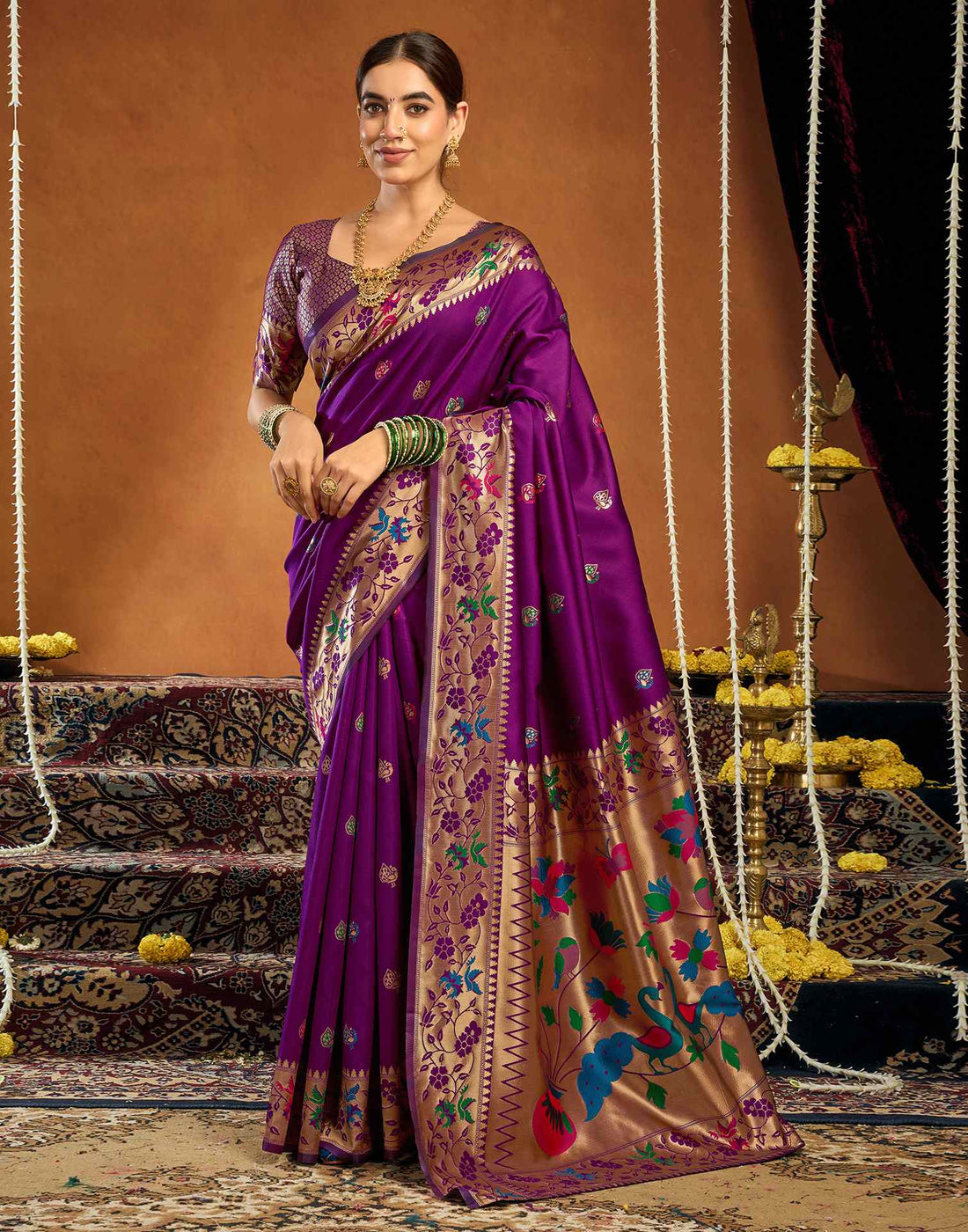 Dark Purple Silk Woven Paithani Saree