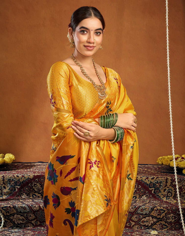 Yellow Silk Woven Paithani Saree