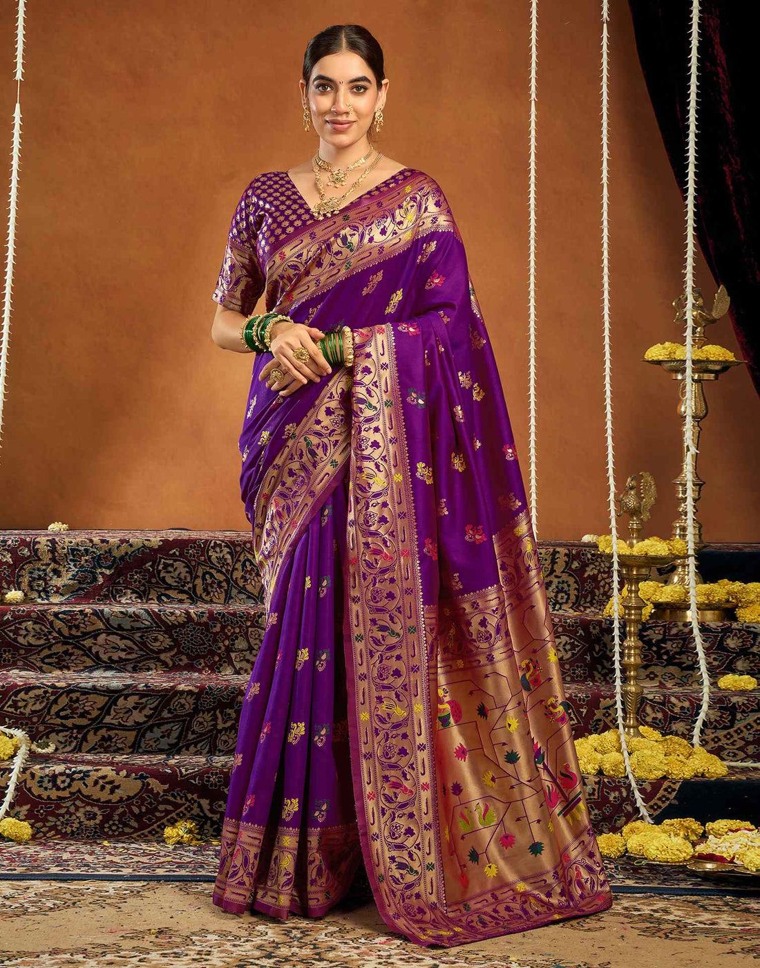 Purple Silk Woven Paithani Saree