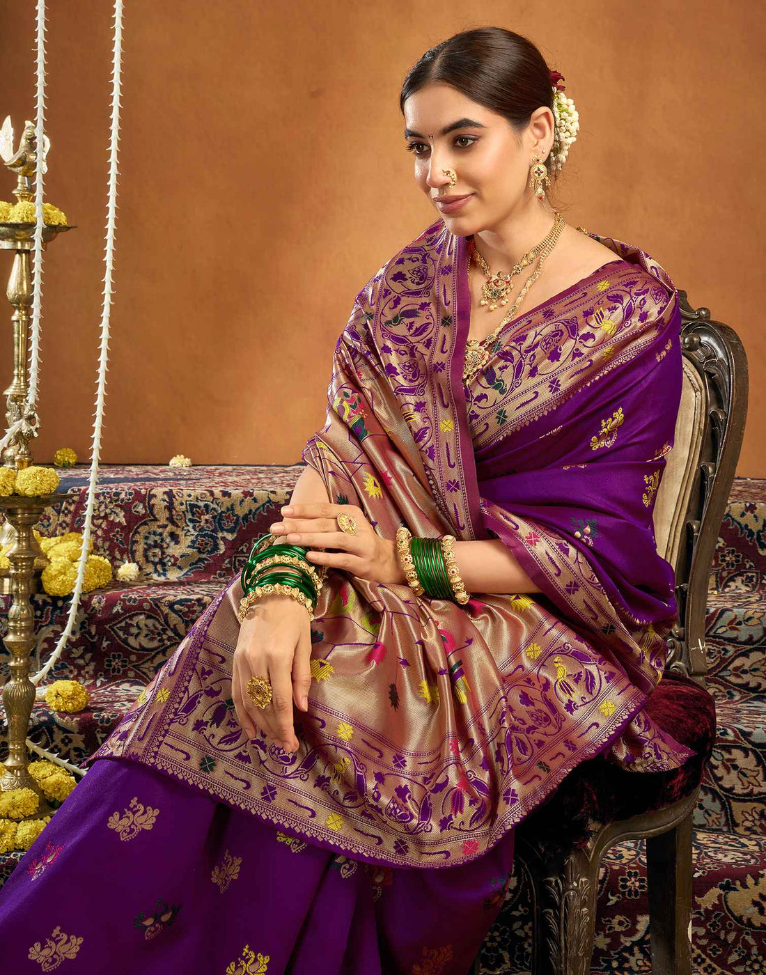 Purple Silk Woven Paithani Saree