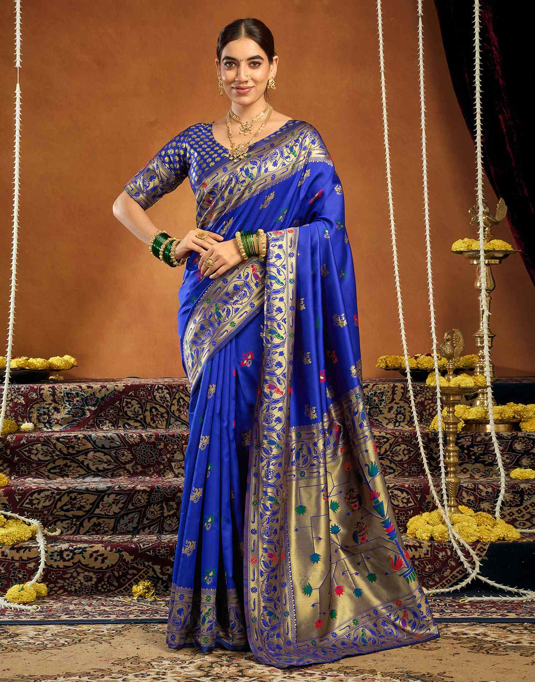 Blue Silk Woven Paithani Saree