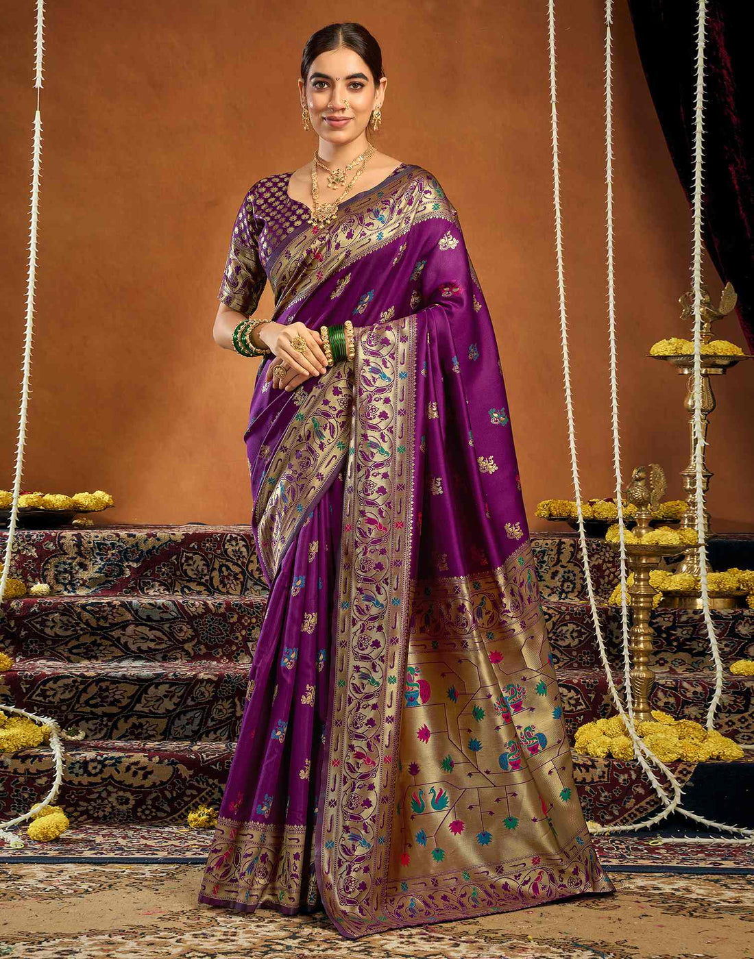 Dark Purple Silk Woven Paithani Saree