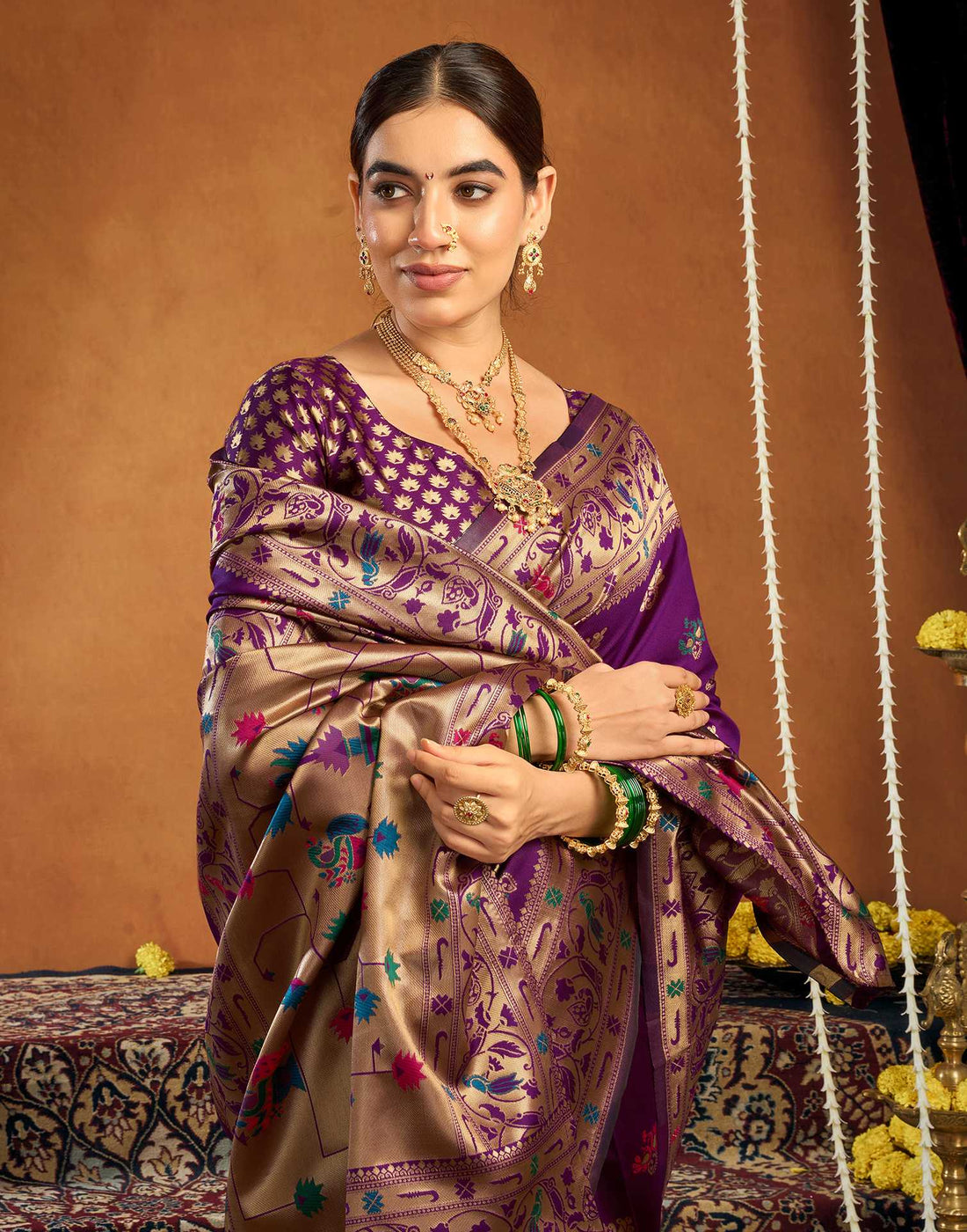 Dark Purple Silk Woven Paithani Saree