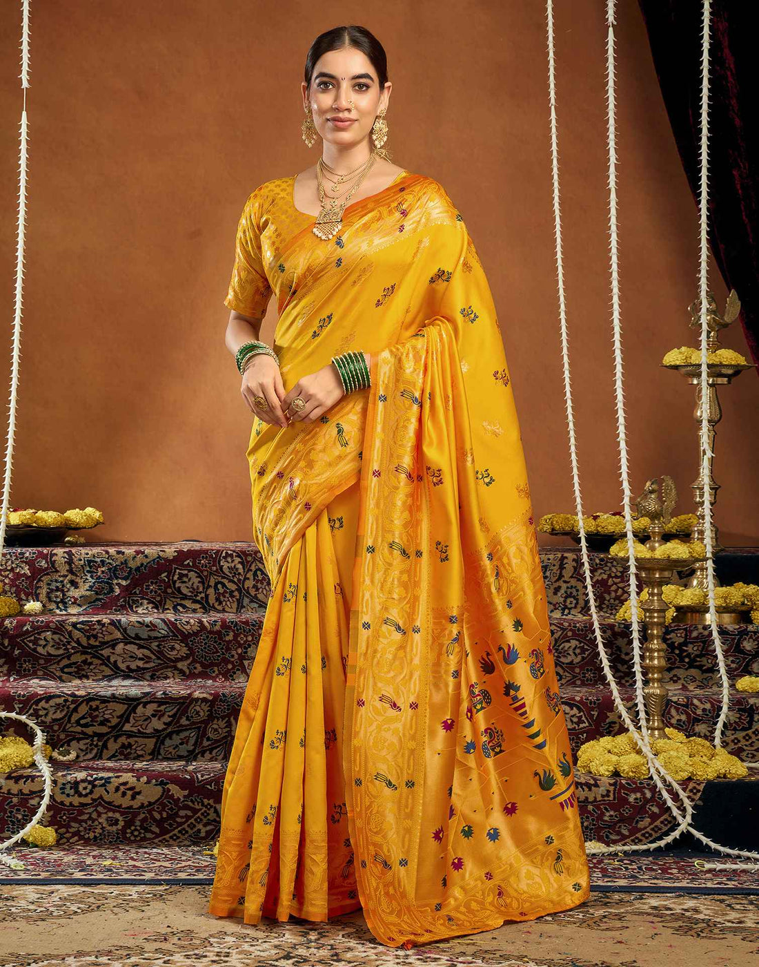 Yellow Silk Woven Paithani Saree