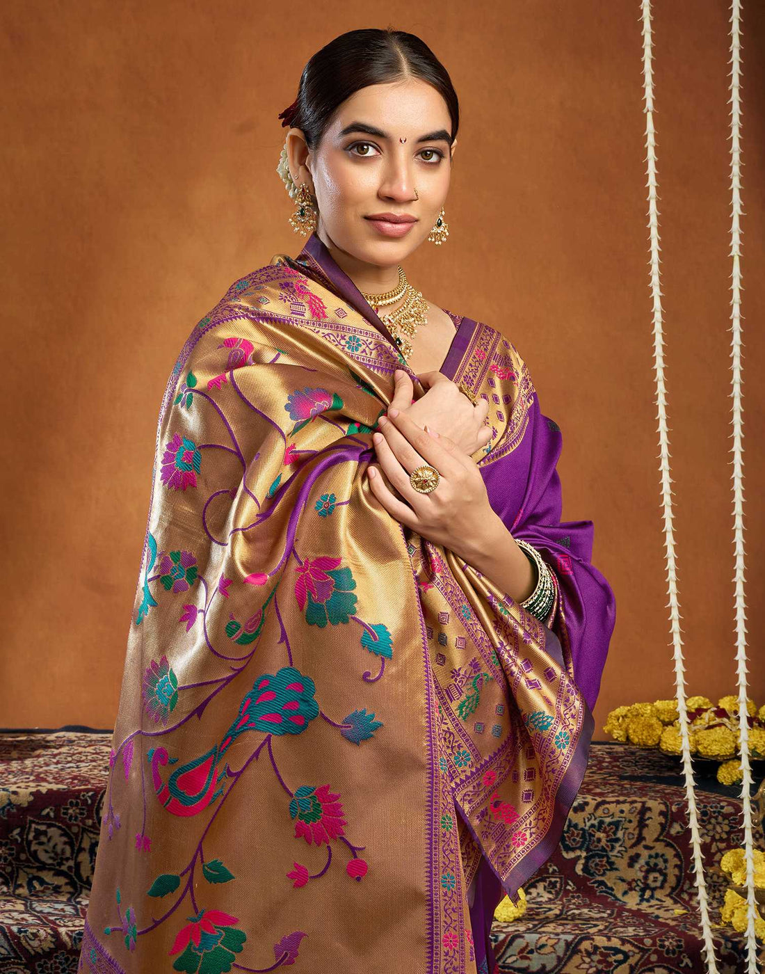 Dark Purple Silk Woven Paithani Saree