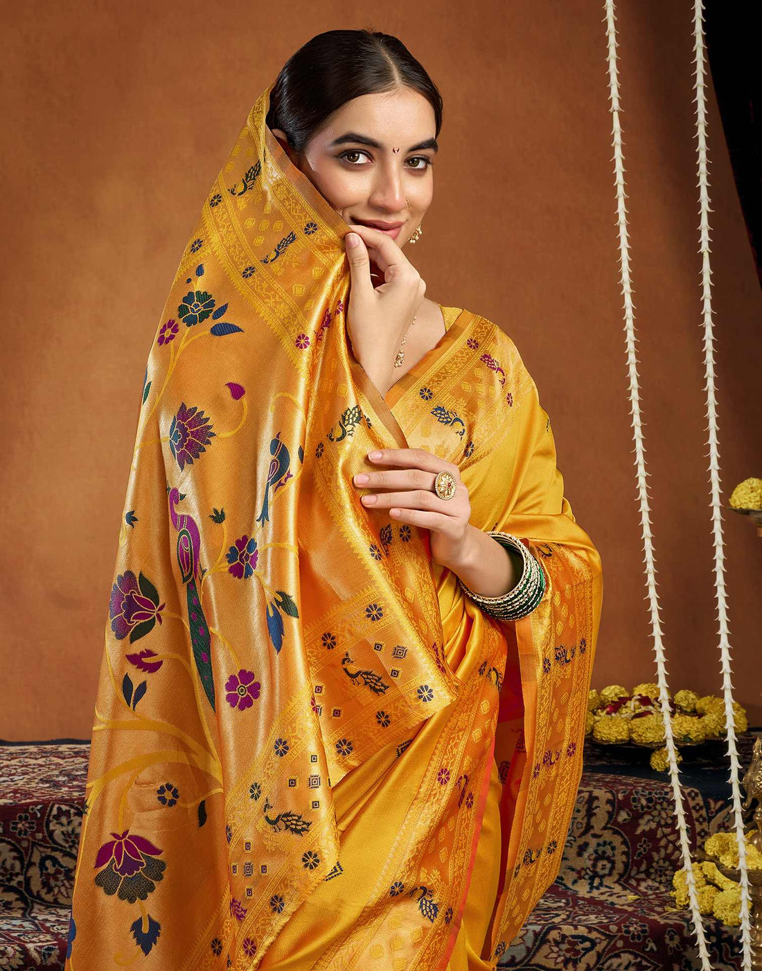 Yellow Silk Woven Paithani Saree