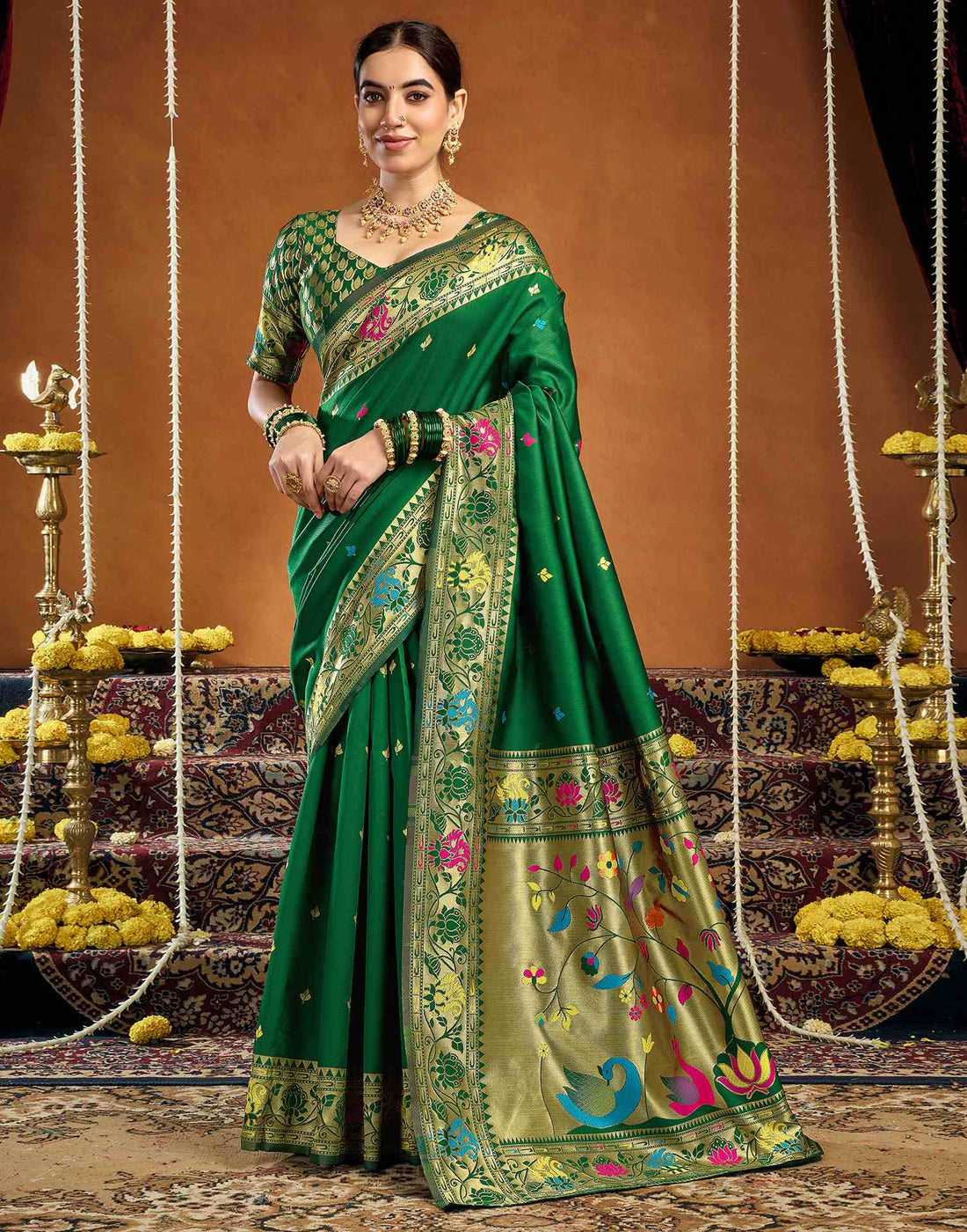 Green Silk Woven Paithani Saree