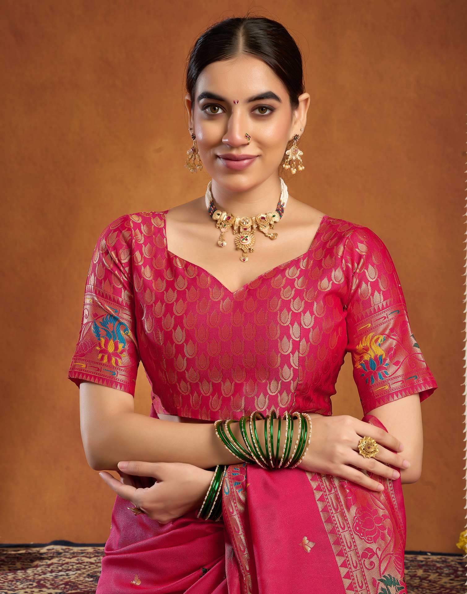 Dark Pink Silk Woven Paithani Saree