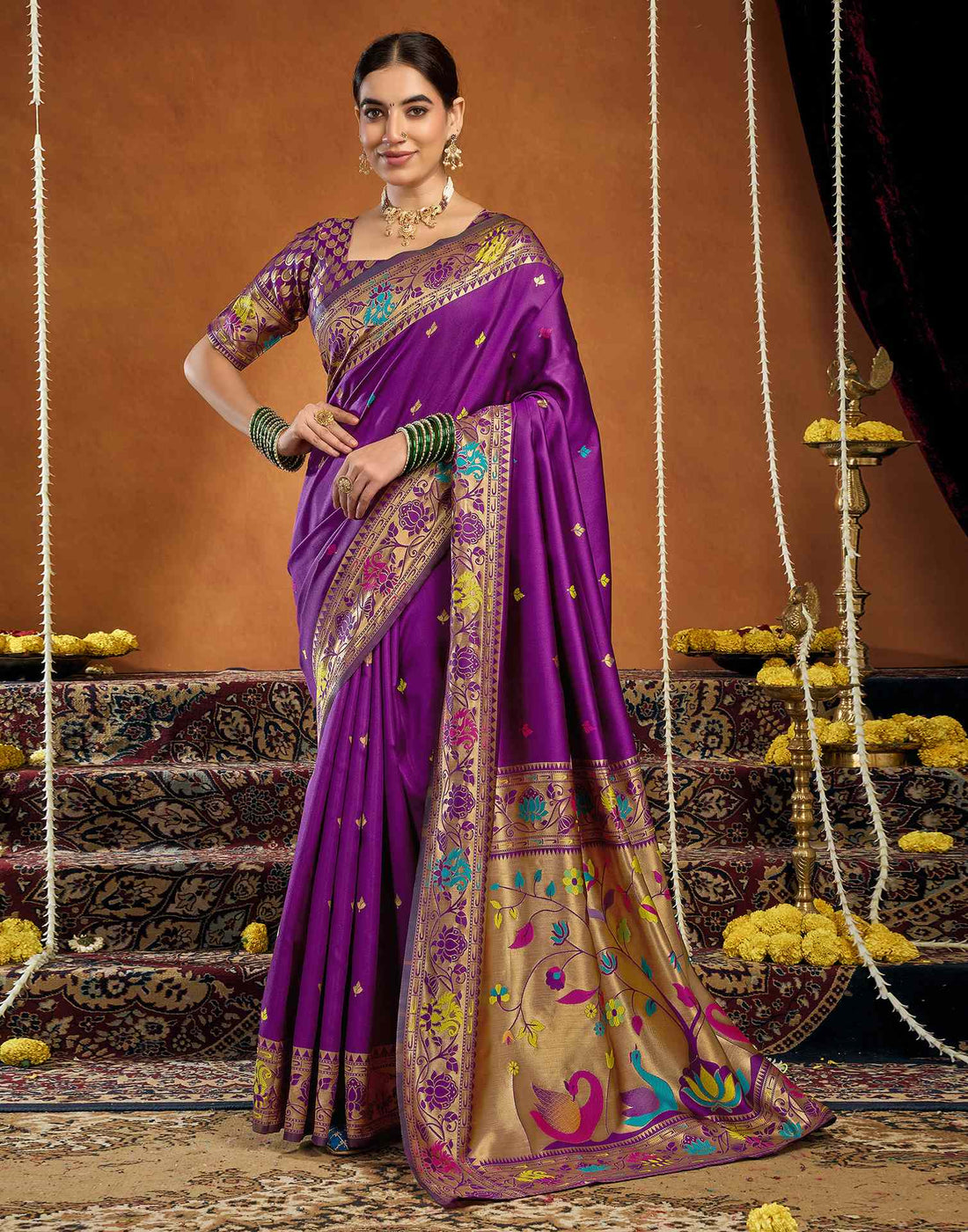 Dark Purple Silk Woven Paithani Saree