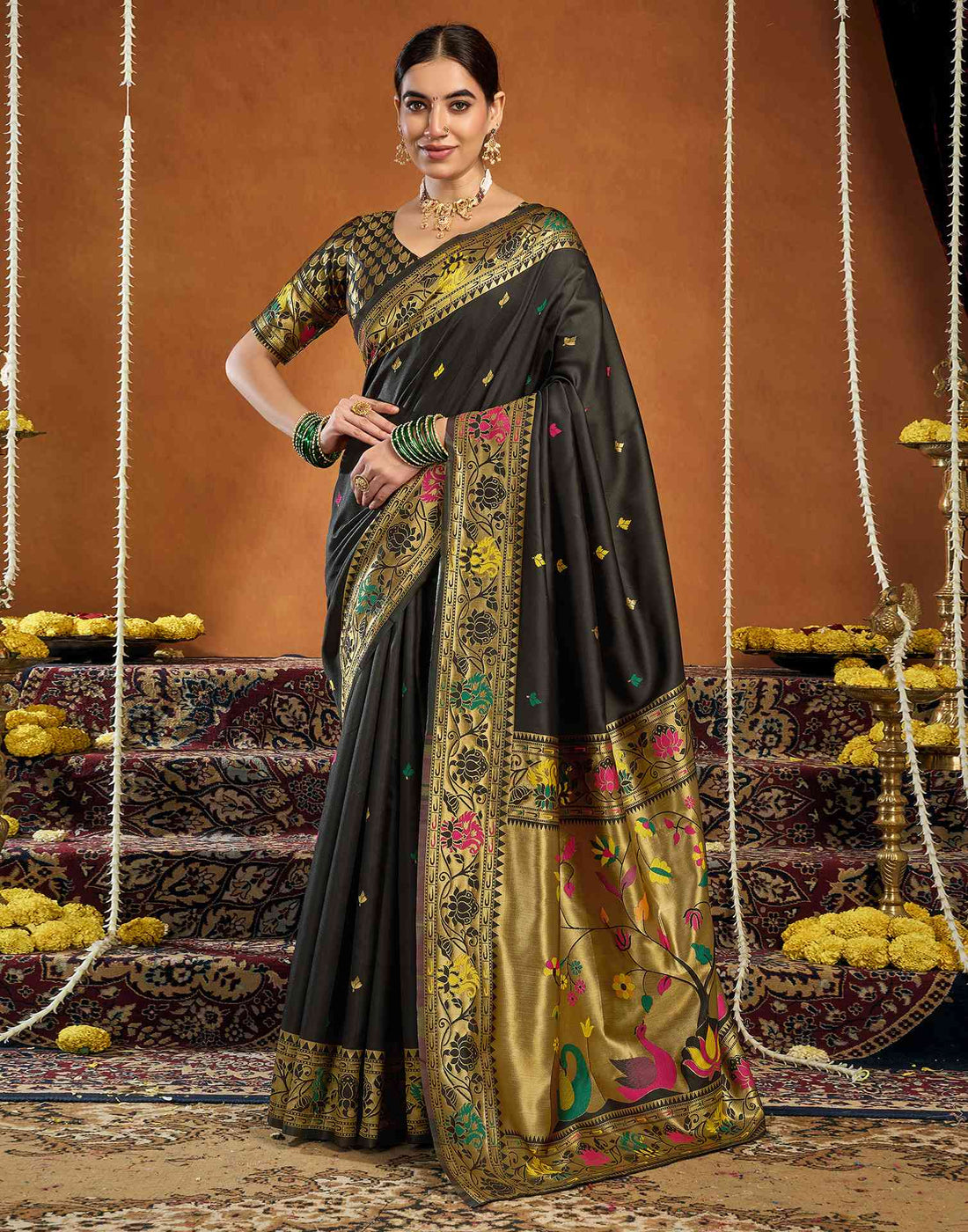 Black Silk Woven Paithani Saree