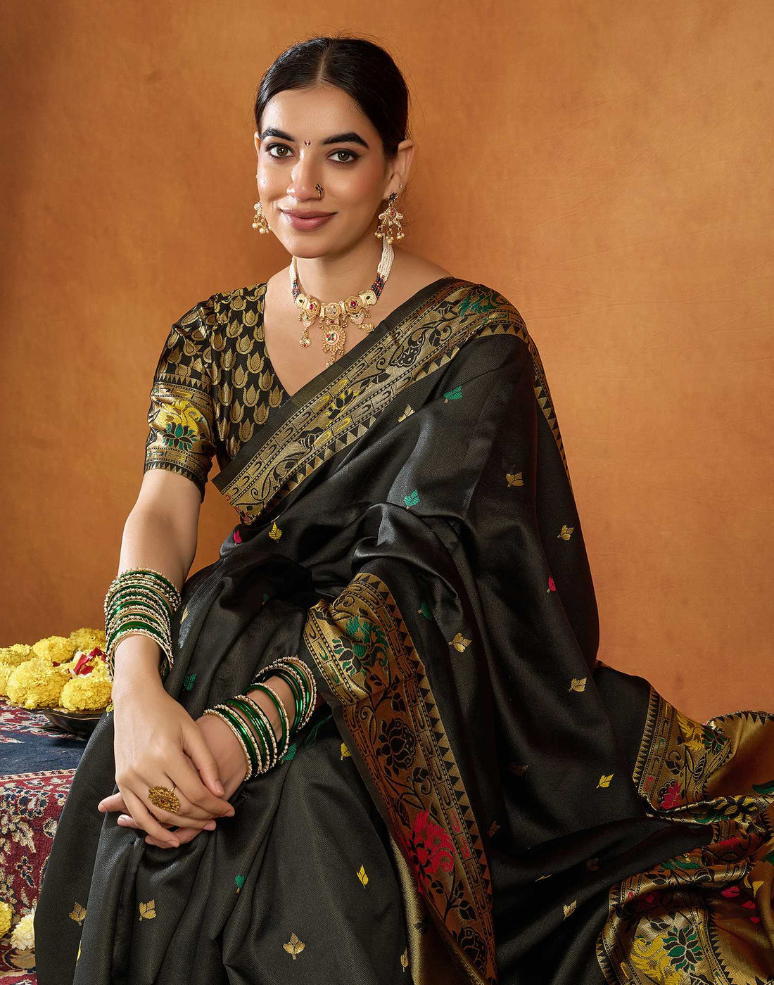 Black Silk Woven Paithani Saree