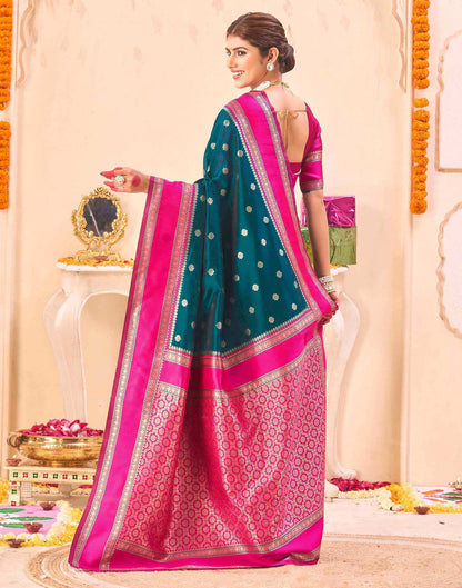 Rama Blue Silk Woven Banarasi Saree