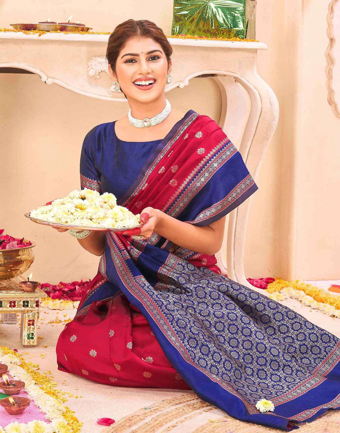 Red Silk Woven Banarasi Saree