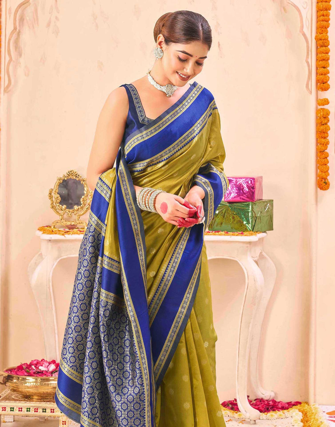 Yellow Silk Woven Banarasi Saree