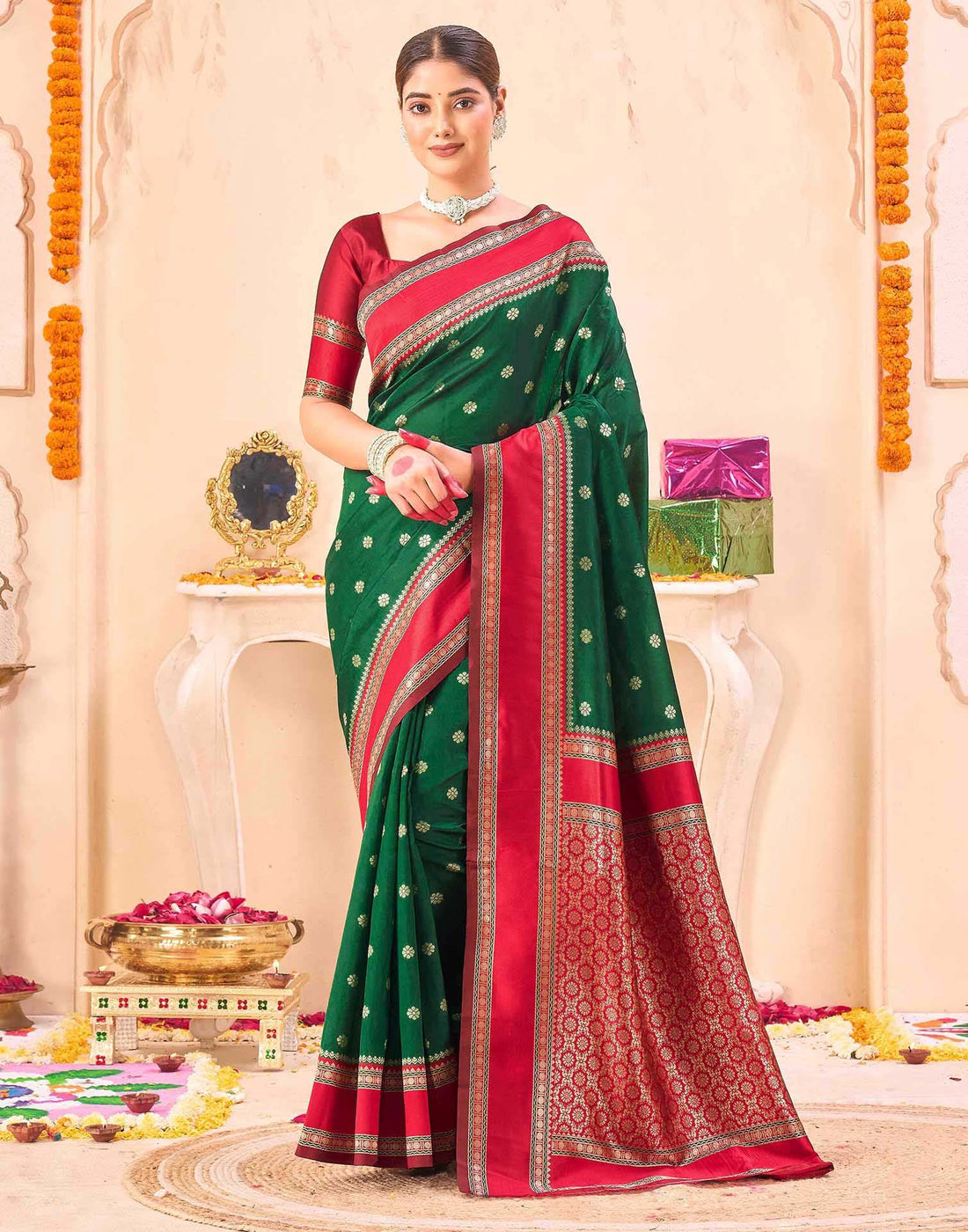 Green Silk Woven Banarasi Saree