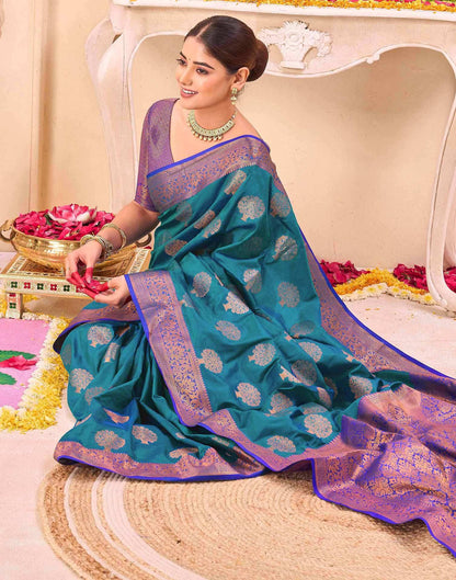 Blue Silk Woven Banarasi Saree