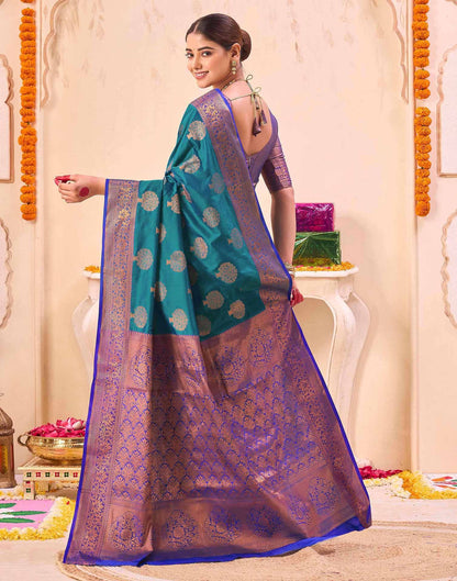 Blue Silk Woven Banarasi Saree