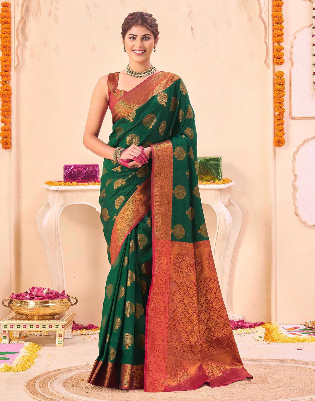 Green Silk Woven Banarasi Saree