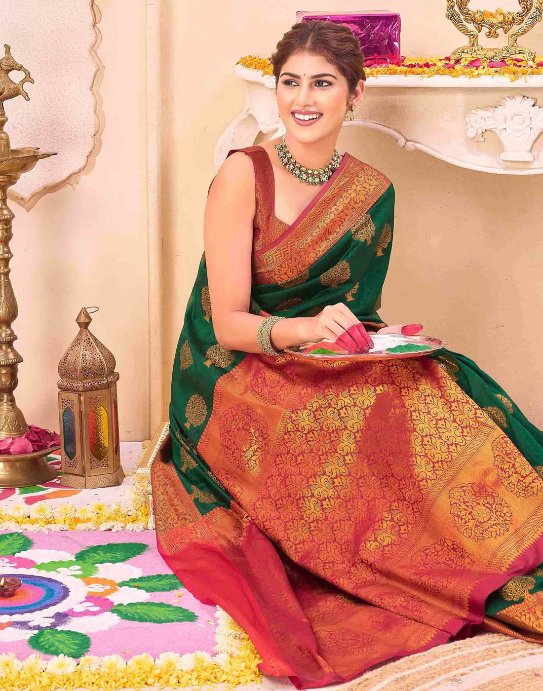 Green Silk Woven Banarasi Saree