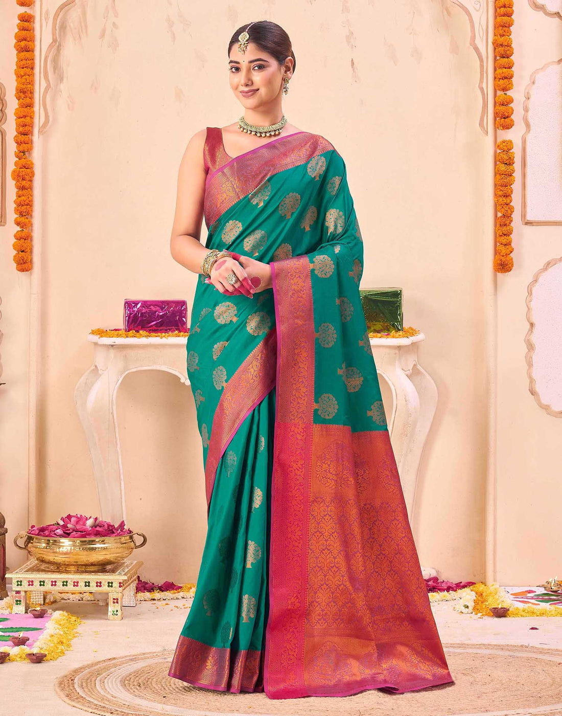 Green Silk Woven Banarasi Saree
