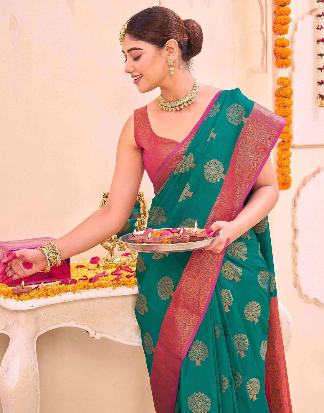 Green Silk Woven Banarasi Saree