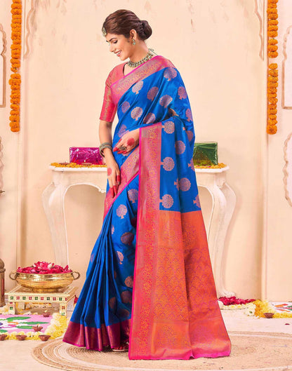 Blue Silk Woven Banarasi Saree