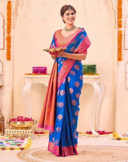 Blue Silk Woven Banarasi Saree