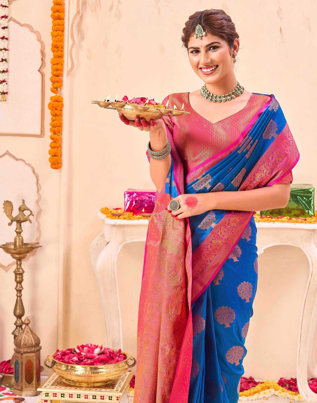 Blue Silk Woven Banarasi Saree