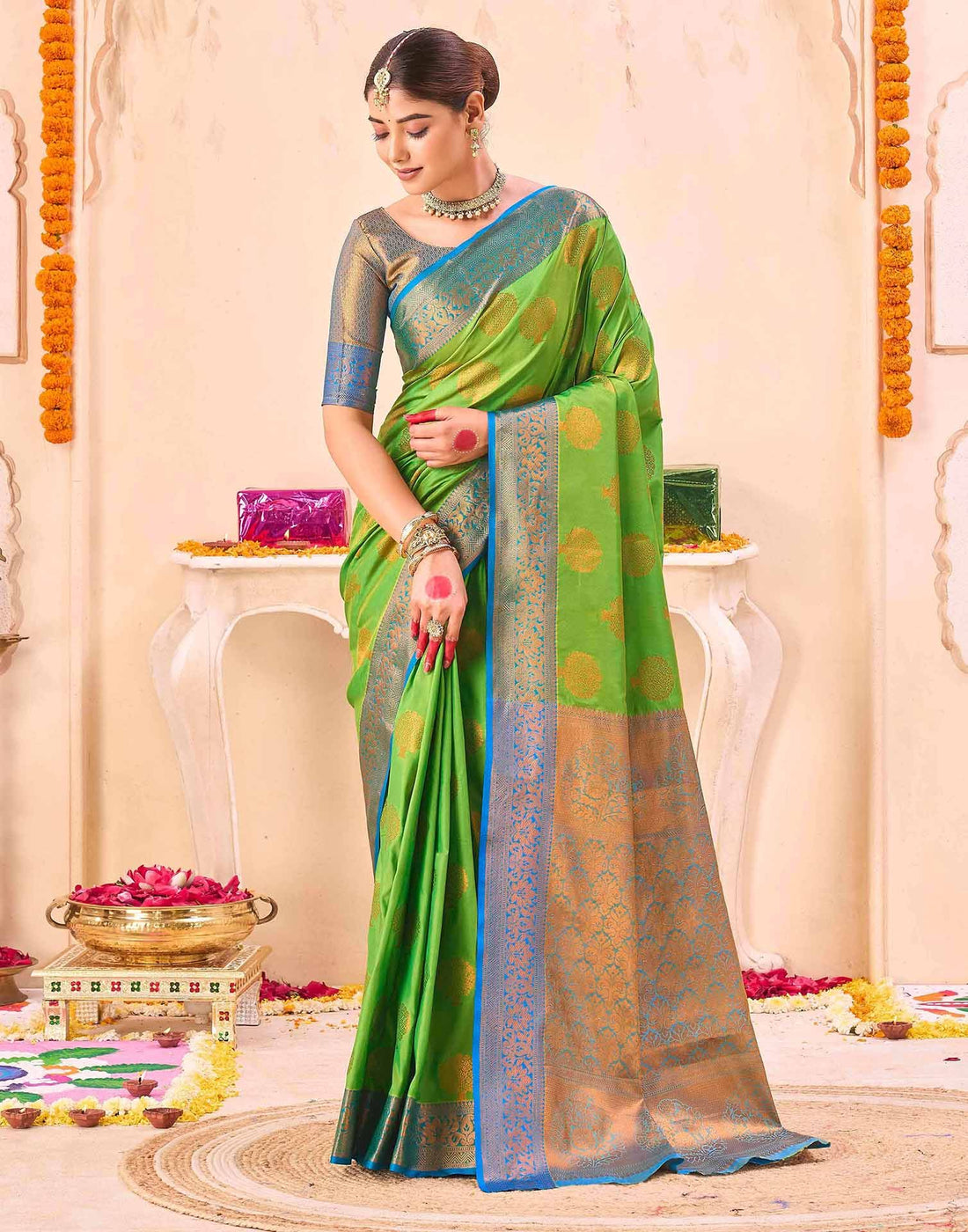 Green Silk Woven Banarasi Saree