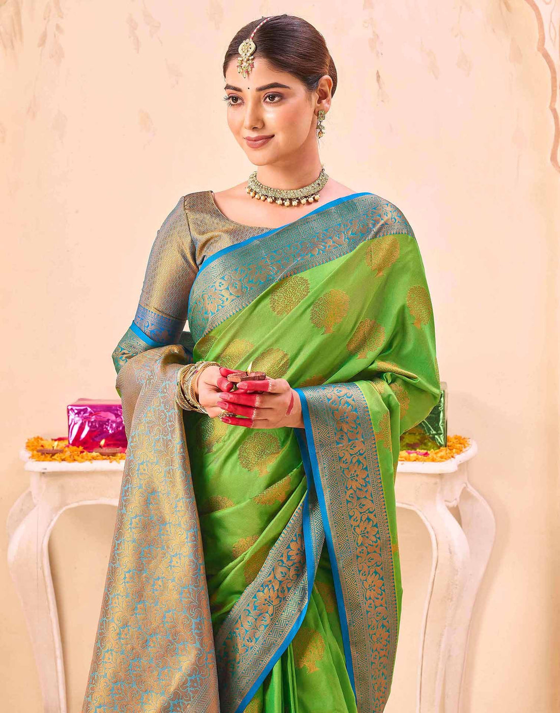 Green Silk Woven Banarasi Saree