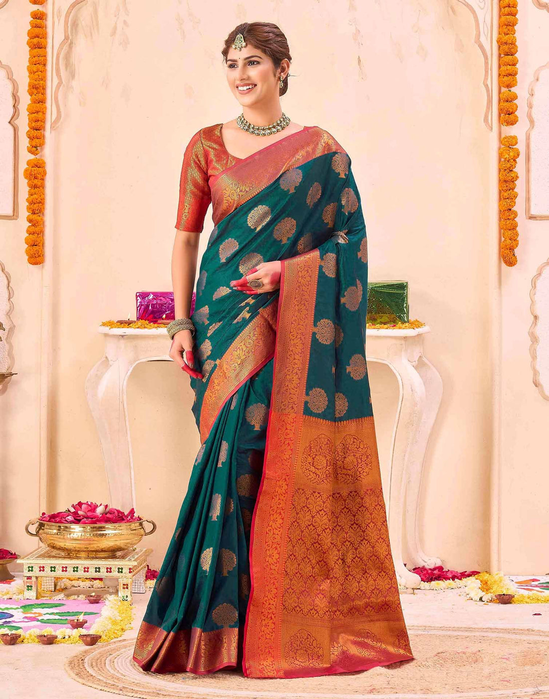 Blue Silk Woven Banarasi Saree