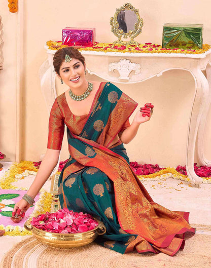 Blue Silk Woven Banarasi Saree