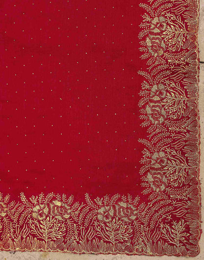 Red Silk Embroidery Embellished Saree