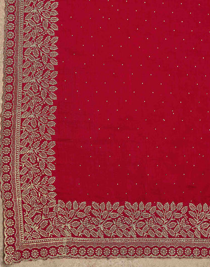 Red Silk Embroidery Embellished Saree