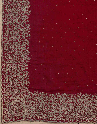 Dark Red Silk Embroidery Embellished Saree