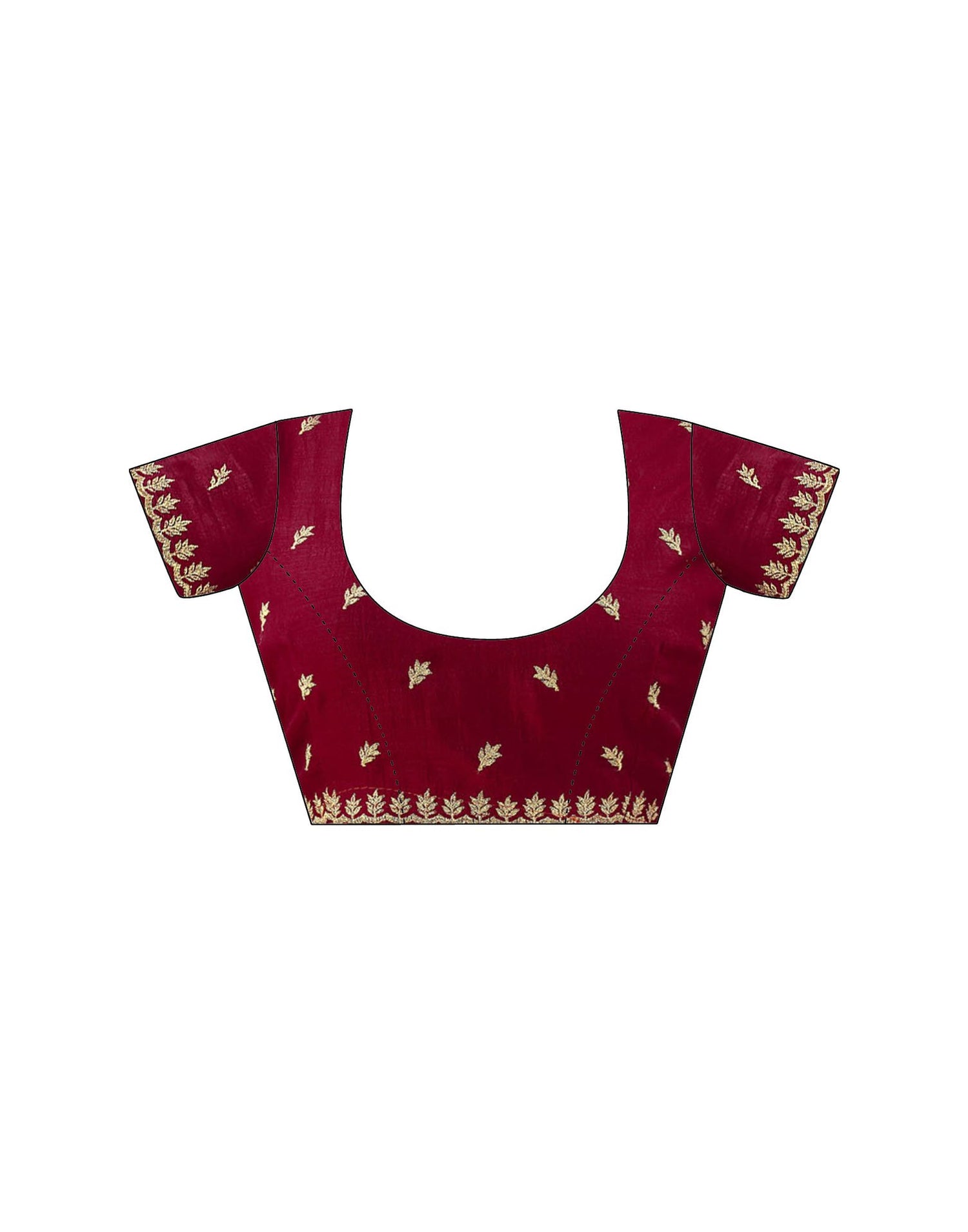 Dark Red Silk Embroidery Embellished Saree