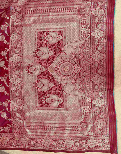 Maroon Silk Woven Banarasi Saree