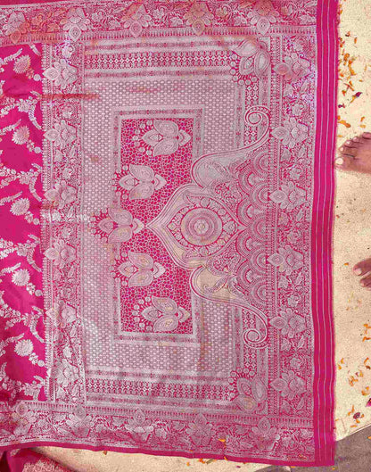 Pink Silk Woven Banarasi Saree