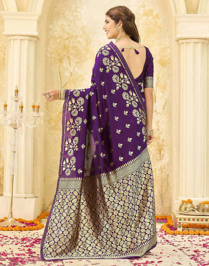 Dark Purple Silk Woven Saree