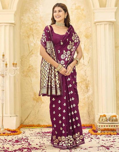 Maroon Silk Woven Saree