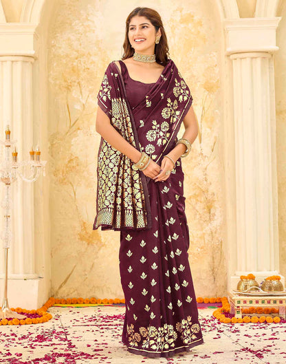 Maroon Silk Woven Saree