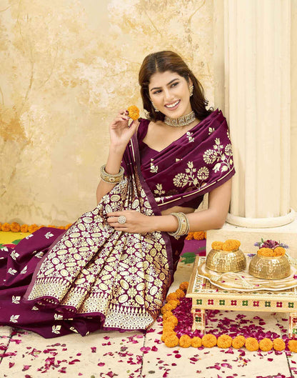 Maroon Silk Woven Saree