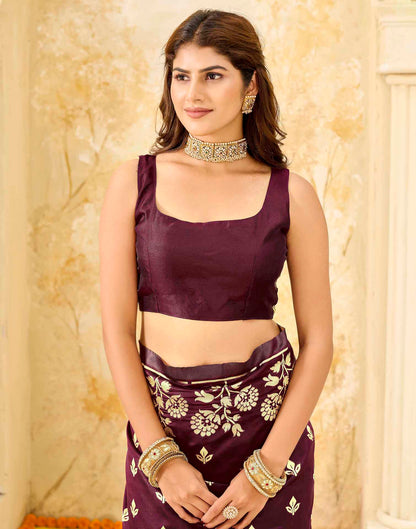 Maroon Silk Woven Saree