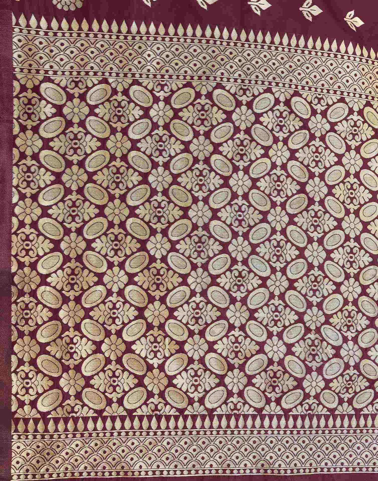 Maroon Silk Woven Saree