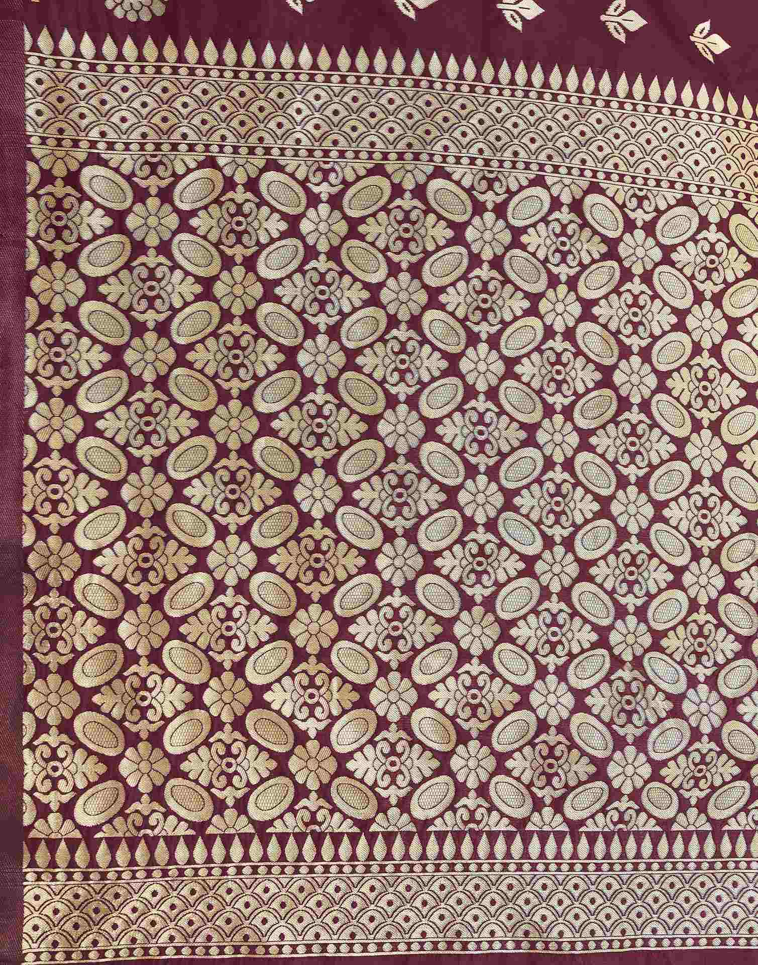 Maroon Silk Woven Saree