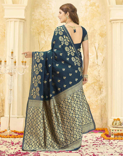 Rama Blue Silk Woven Saree